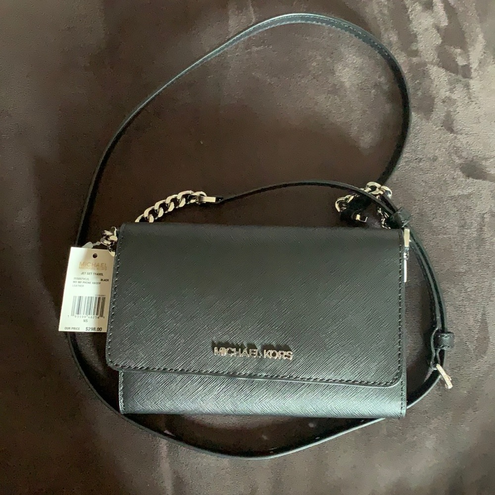 Michael Kors JetBlack travel crossbody leather bag